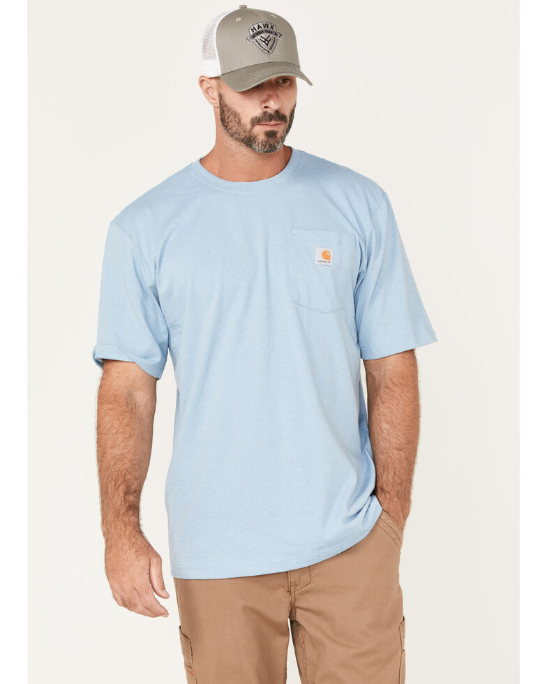 Carhartt Men's Relaxed Fit Heavyweight Pocket T-Shirt , Light Blue, hi-res