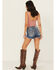 Image #1 - Miss Me Women's Medium Wash Mid Rise Americana Denim Shorts, Medium Wash, hi-res