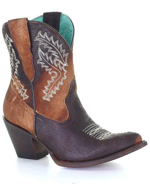 Corral Women's Embroidered Western Booties - Round Toe, Brown, hi-res
