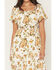 Image #3 - Wild Moss Women's Floral Print Short Sleeve High-Low Dress, Ivory, hi-res