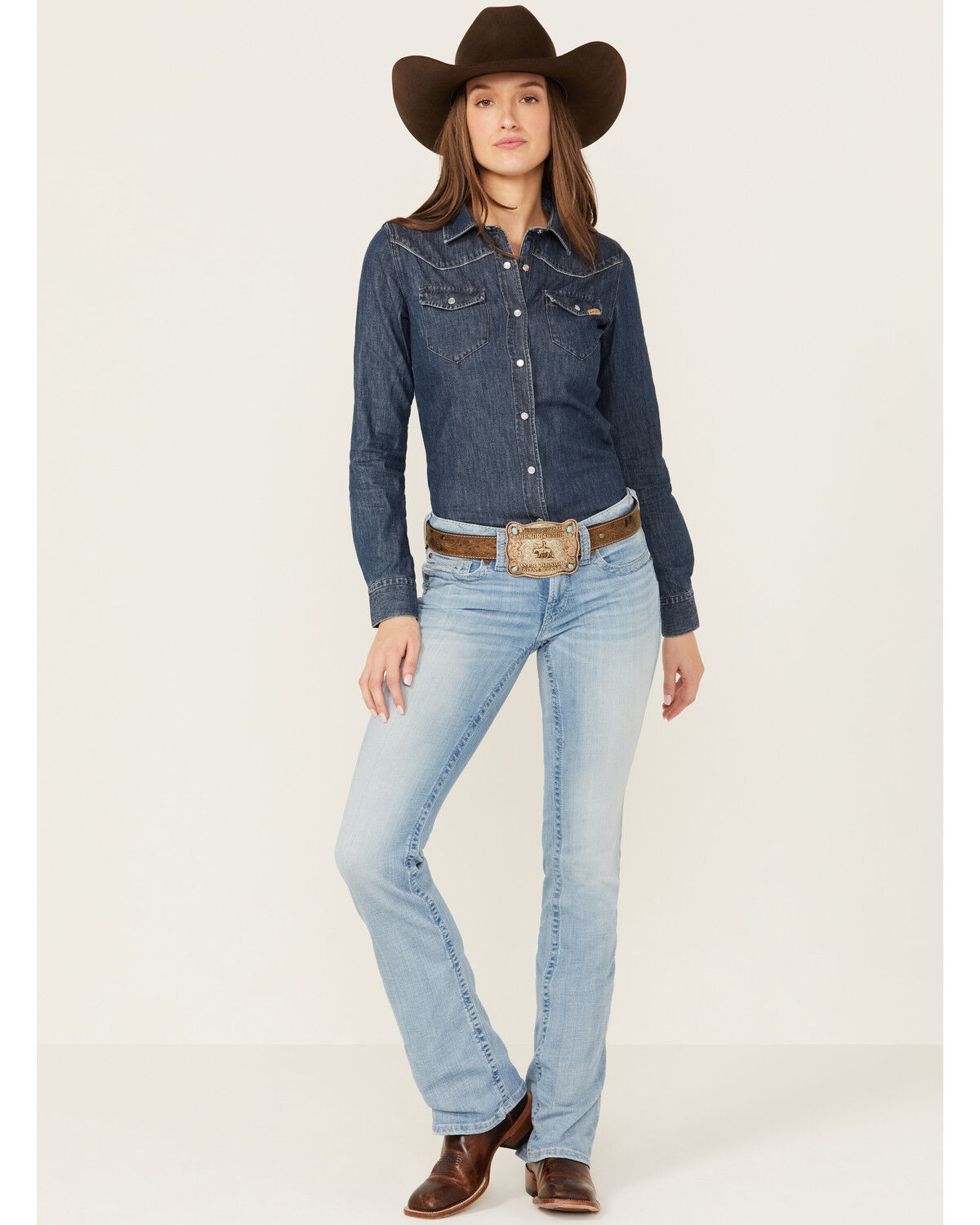 Image #1 - Ariat Women's Nebraska Light Wash Mid Rise Hope Stretch Bootcut Jeans, , hi-res