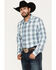 Wrangler Retro Men's Plaid Long Sleeve Button-Down Western Shirt - Big & Tall, Turquoise, hi-res