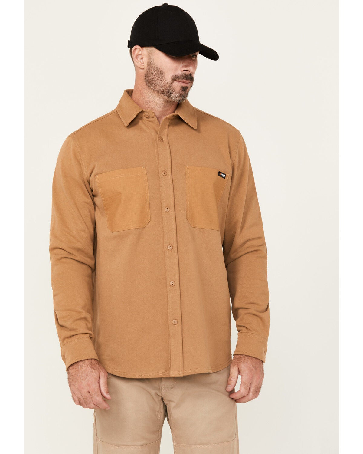 Hawx Men's Benjamin CPO Long Sleeve Snap Work Jacket, Tan, hi-res