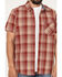Image #3 - Brothers and Sons Men's Amador Plaid Print Short Sleeve Button-Down Western Shirt, Dark Red, hi-res