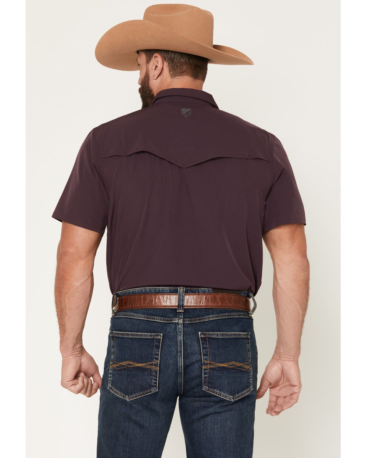 Image #4 - RANK 45&reg; Men's Rudge Solid Rodeo Tech 2.0 Short Sleeve Snap Stretch Performance Shirt, Purple, hi-res