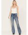 Image #1 - Idyllwind Women's Carlyle Place High Risin' Fringe Bootcut Jeans, Medium Wash, hi-res