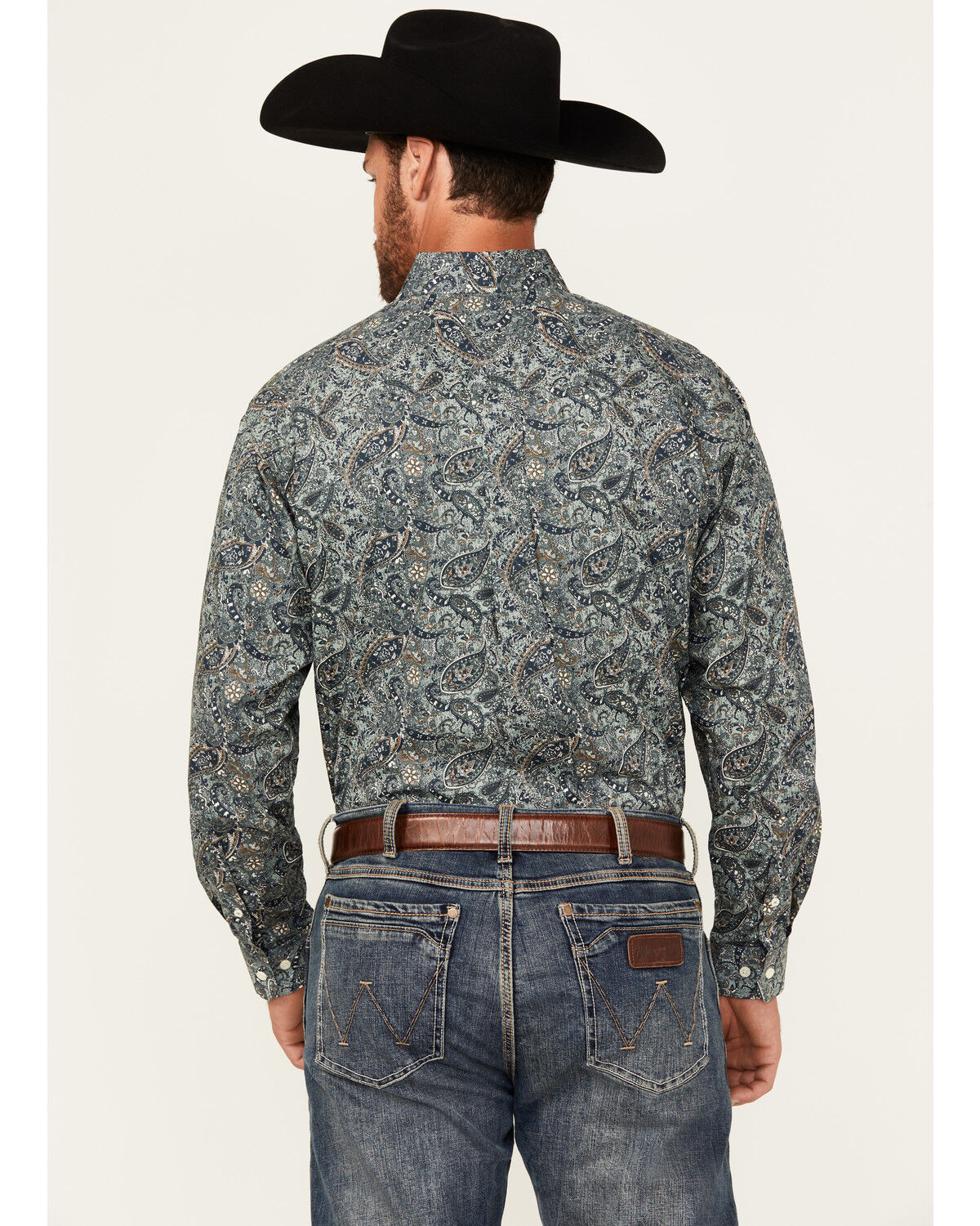 Image #4 - Cinch Men's Paisley Print Long Sleeve Button-Down Stretch Western Shirt, Teal, hi-res