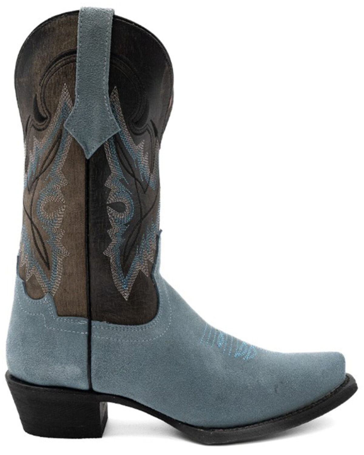 Image #2 - Ferrini Women's Holly Suede Western Boot - Snip Toe, Blue, hi-res