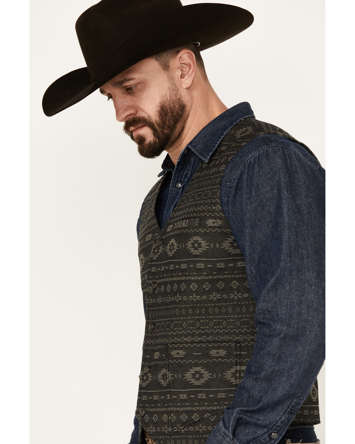 Image #2 - Moonshine Spirit Men's Regent Southwestern Print Vest, Charcoal, hi-res