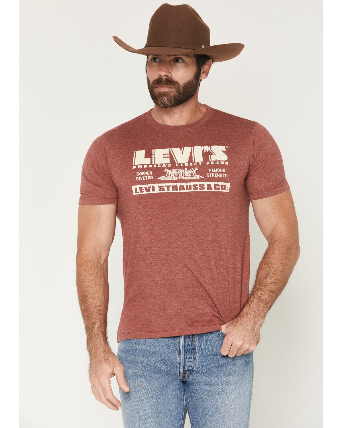 Image #1 - Levi's Men's Americas Finest Short Sleeve Graphic T-Shirt, Red, hi-res