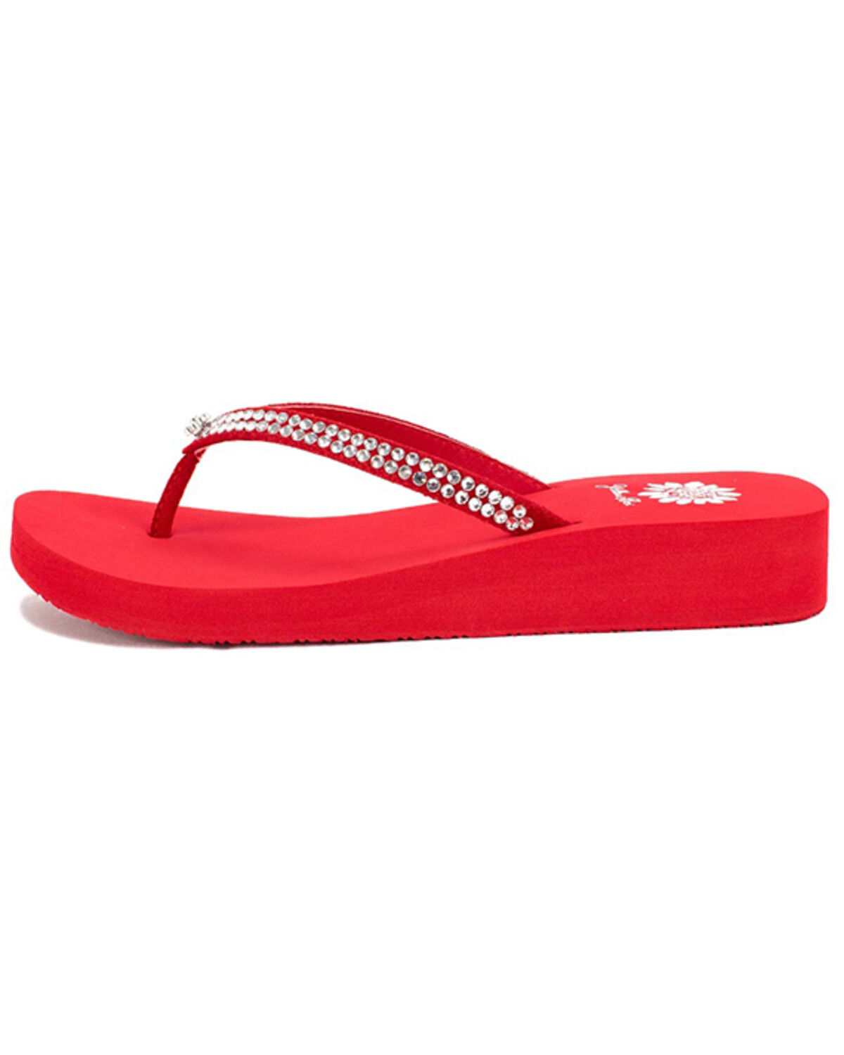 Image #2 - Yellow Box Women's Jello Rhinestone Sandals, Red, hi-res