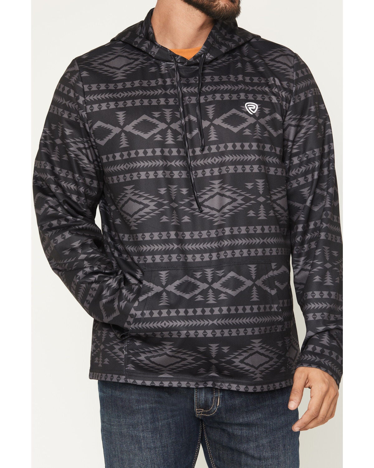 Image #3 - Rock & Roll Denim Men's Southwestern Print Performance Hooded Sweatshirt, Black, hi-res