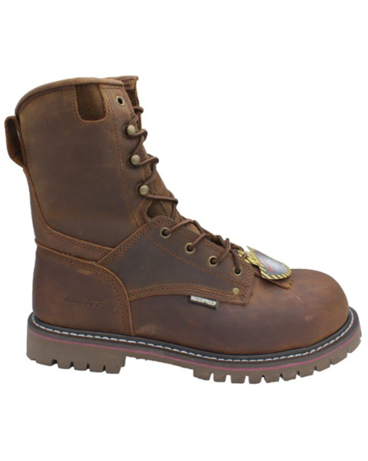 Image #2 - AdTec Men's 9" Waterproof Logger Work Boots - Composite Toe, Brown, hi-res