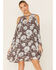 Image #4 - Miss Me Women's Floral Long Sleeve Cold Shoulder Dress, Black, hi-res