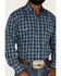 Image #3 - Wrangler Men's Wrinkle Resist Plaid Print Long Sleeve Western Pearl Snap Western  Shirt, Black/blue, hi-res