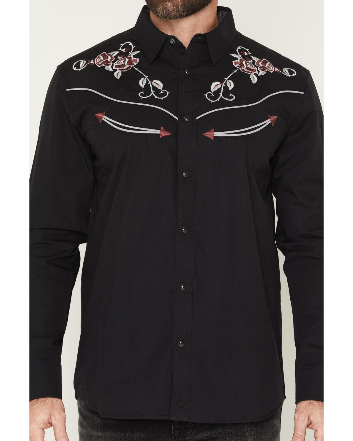 Image #3 - Moonshine Spirit&reg; Men's Posse Embroidered Long Sleeve Snap Western Shirt, Black, hi-res