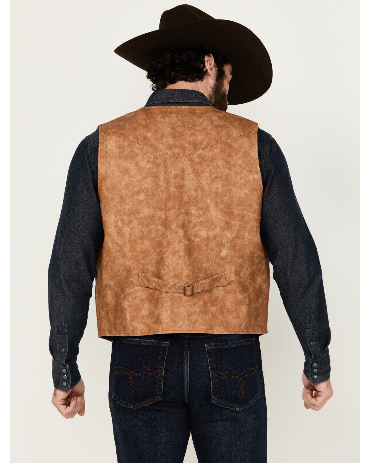 Image #4 - Cody James Men's Palomino Faux Leather Vest, Tan, hi-res
