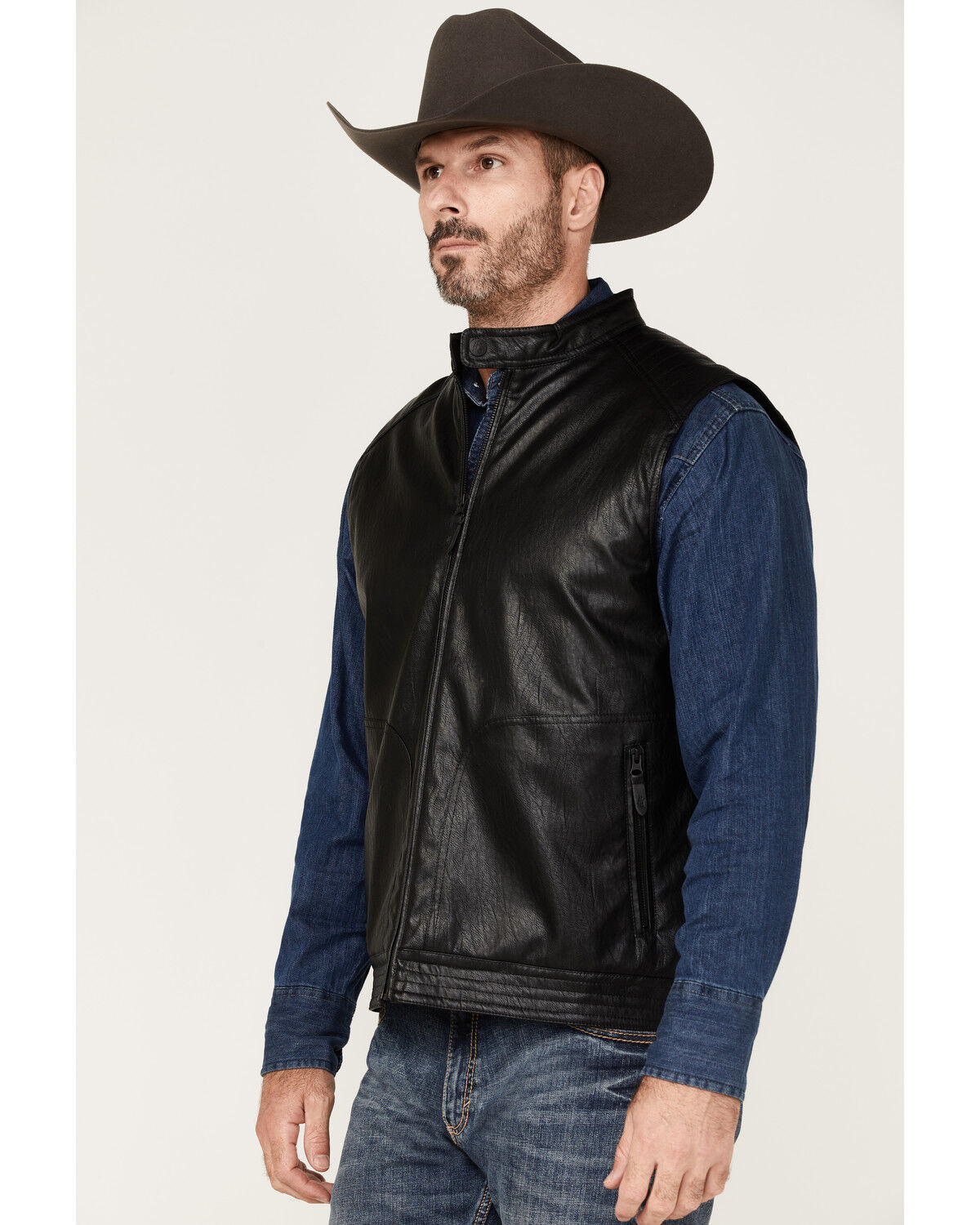 Image #2 - Moonshine Spirit Men's Slaton Biker Vest, Black, hi-res