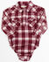 Image #1 - Shyanne Infant Girls' Holiday Plaid Print Long Sleeve Onesie, Burgundy, hi-res