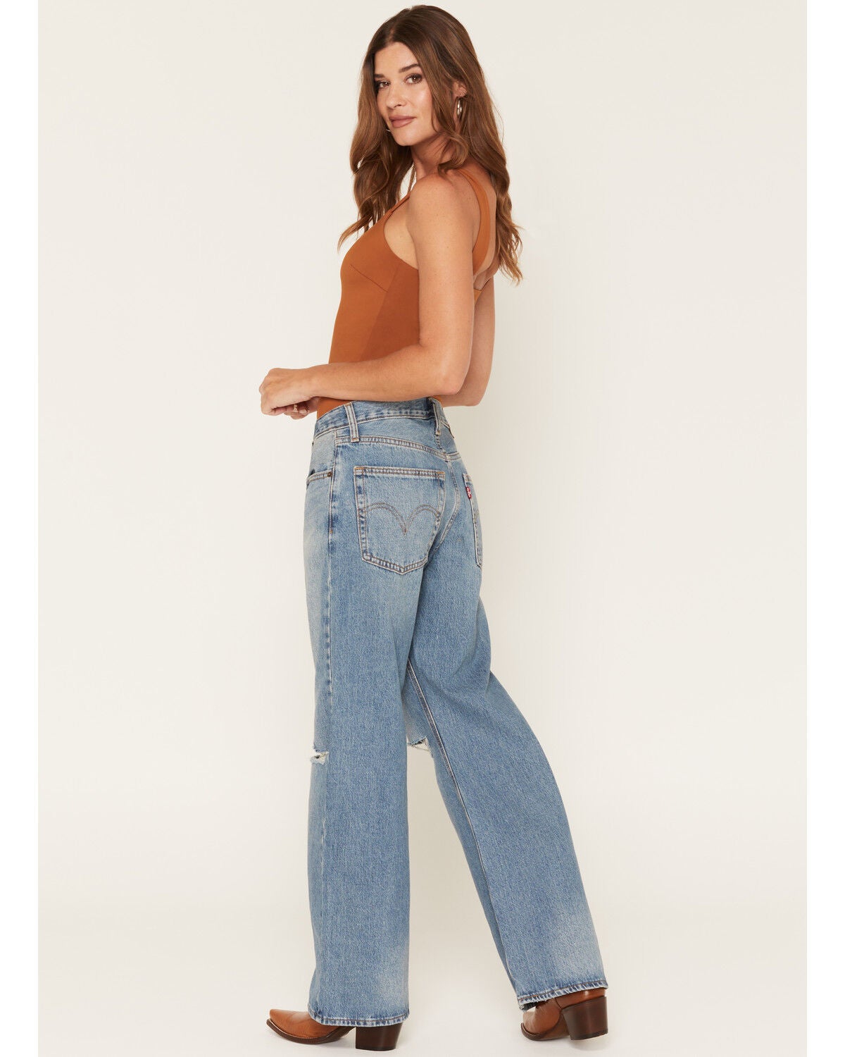 Image #3 - Levi's Women's Yellow Flag Medium Wash Mid Rise Loose Bootcut Denim Jeans, Medium Wash, hi-res