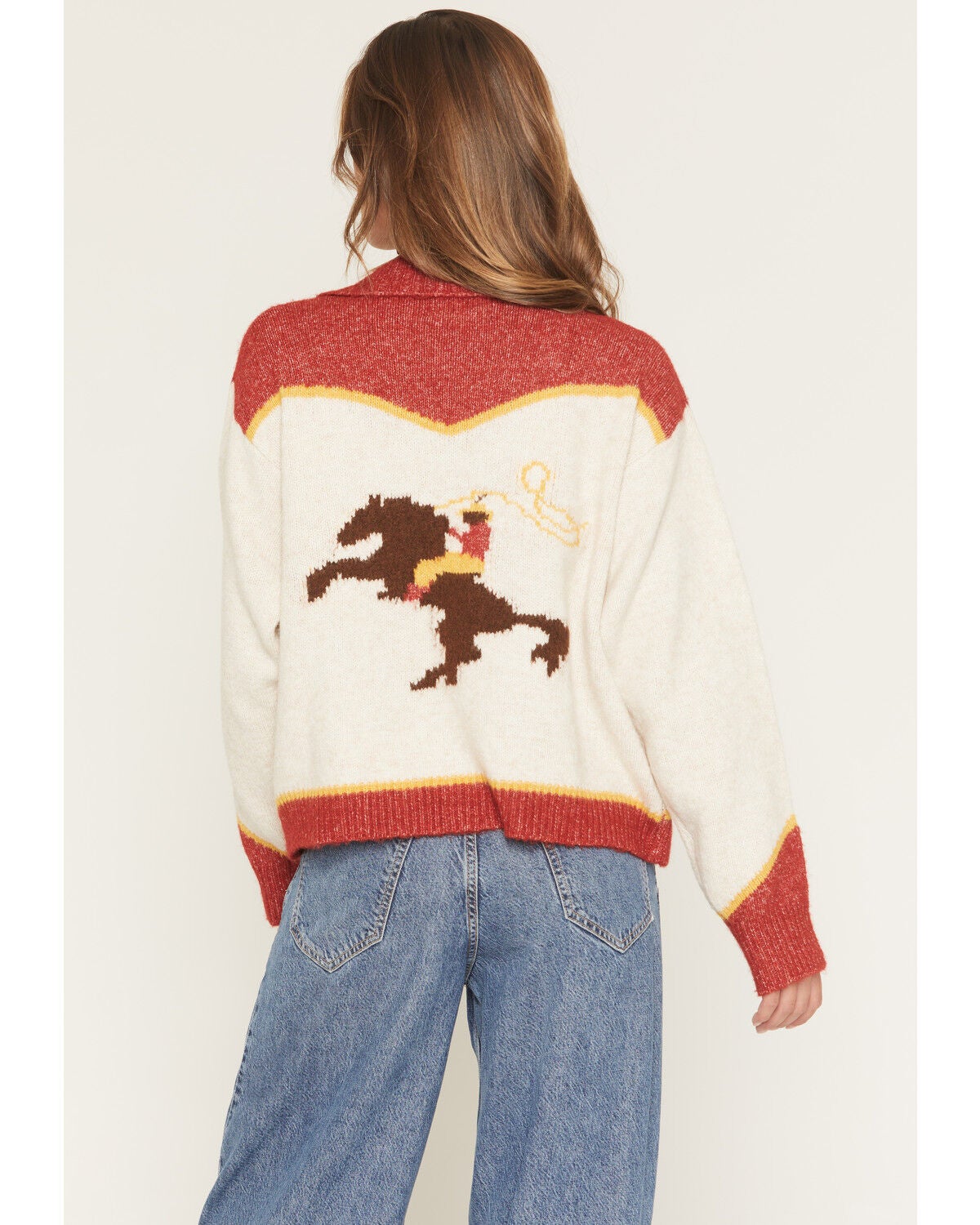 Image #4 - Bailey Rose Women's Cowboy Sweater, Oatmeal, hi-res