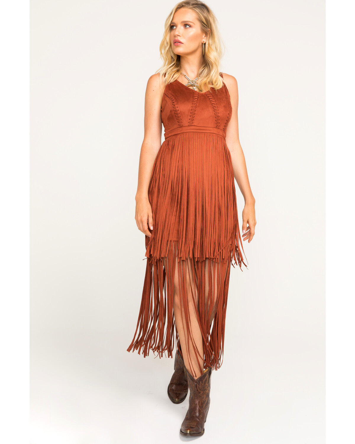 tan fringe dress