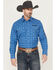 Image #1 - Wrangler Men's Plaid Print Logo Long Sleeve Snap Western Shirt, Blue, hi-res
