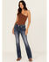 Image #3 - Miss Me Women's Medium Wash Mid Rise Cowhide Pocket Bootcut Stretch Denim Jeans, Medium Wash, hi-res