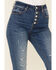 VIGOSS Women's High Rise Button Front Gwen Cropped Flare Jeans , Blue, hi-res