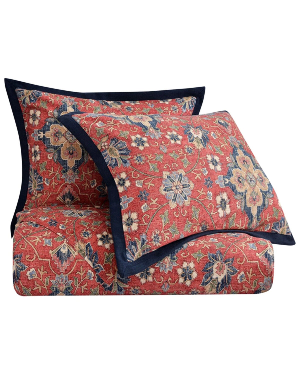 Image #3 - HiEnd Accents Melinda Washed Linen King Size Bedding Set - 3 Piece, Red, hi-res