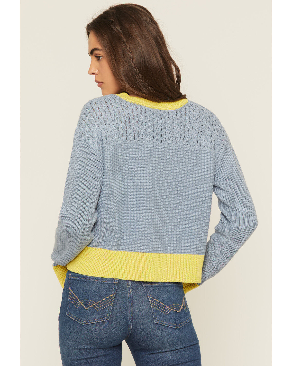 Image #4 - Cleo + Wolf Women's Colorblock And Stitch Sweater, Light Blue, hi-res