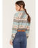 Image #4 - Shyanne Women's Farris Southwestern Print Long Sleeve Relaxed Flannel Shirt, Royal Blue, hi-res