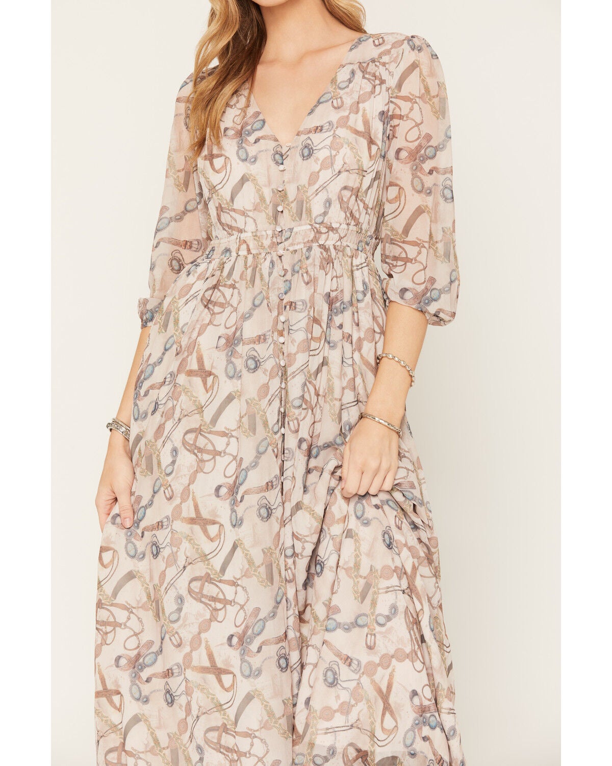 Image #3 - Shyanne Women's Pathfinder Printed Long Sleeve Button-Front Maxi Dress, Natural, hi-res