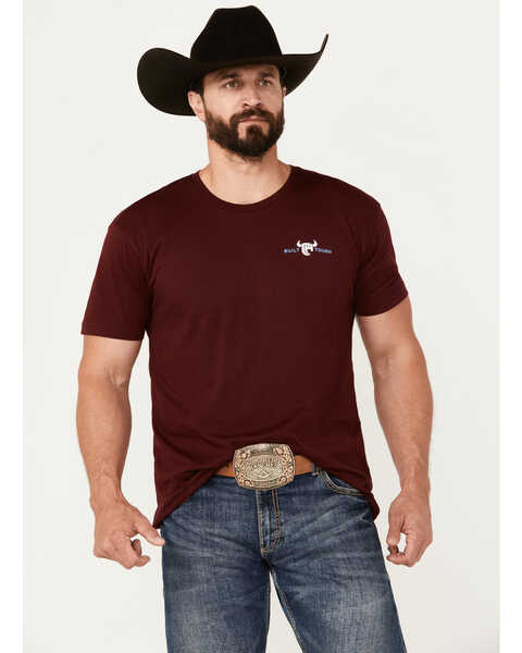Cowboy Hardware Men's Built Tough Shield Short Sleeve Graphic T-Shirt, Maroon, hi-res