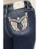 Image #2 - Miss Me Women's Dark Wash Mid Rise Winged Pocket Bootcut Stretch Denim Jeans, Dark Wash, hi-res