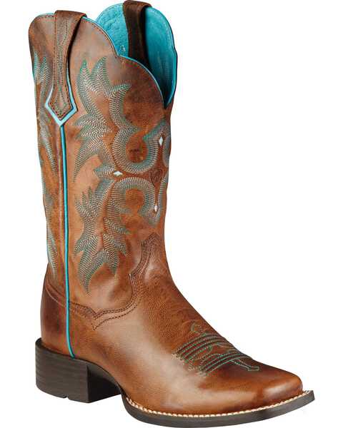 Image #1 - Ariat Women's Tombstone Western Performance Boots - Broad Square Toe, Brown, hi-res