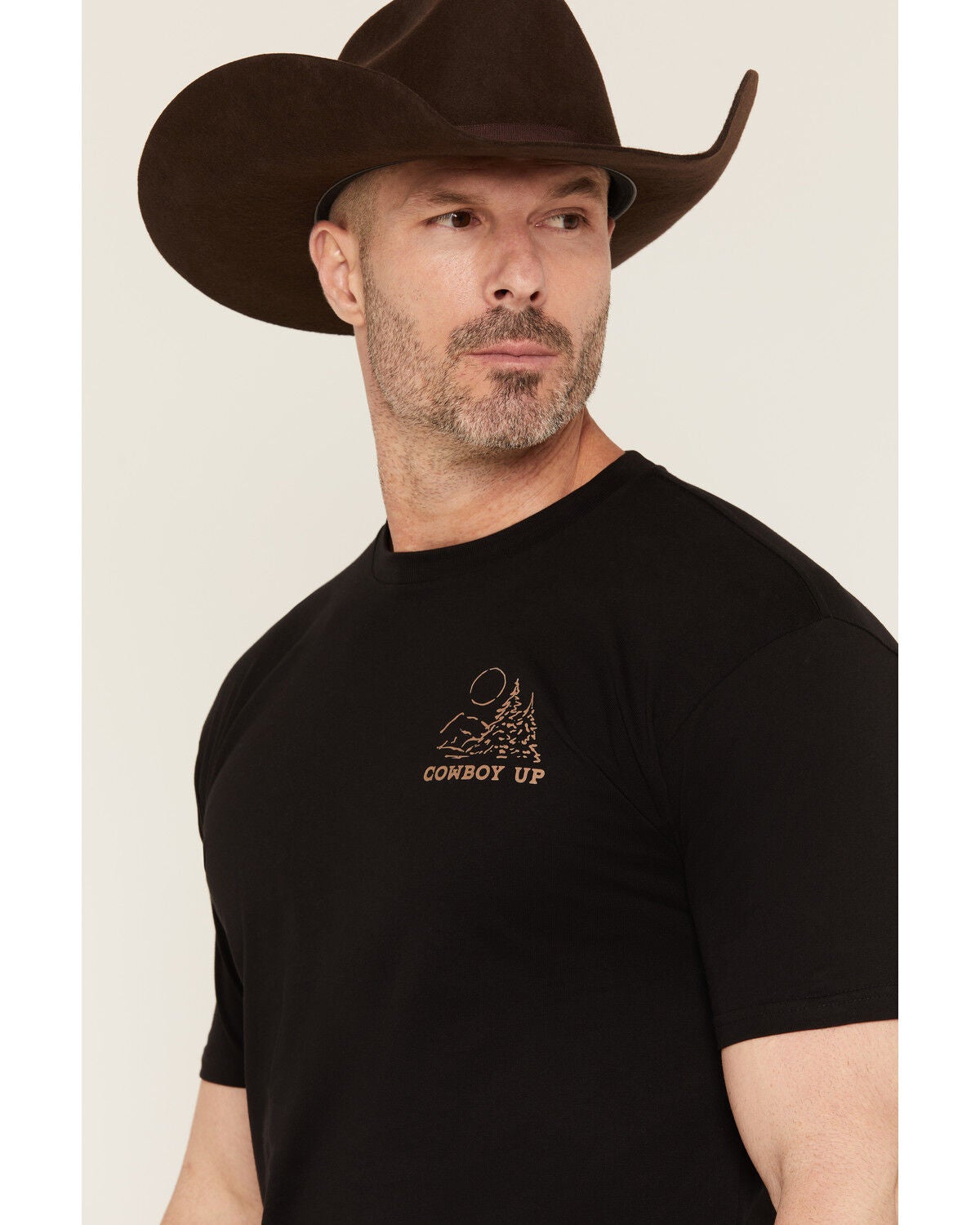 Image #3 - Cowboy Up Men's Sundown Logo Short Sleeve Graphic T-Shirt, Black, hi-res