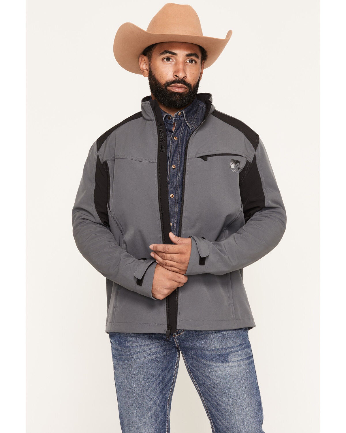 RANK 45&reg; Men's Lancaster Solid Softshell Jacket, Charcoal, hi-res