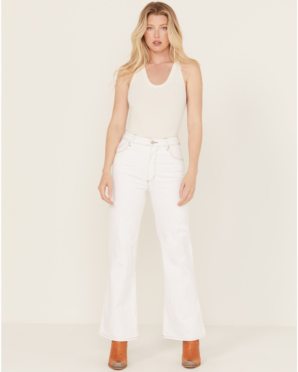 Rolla's Women's High Rise East Coast Ankle Flare Jeans, White, hi-res