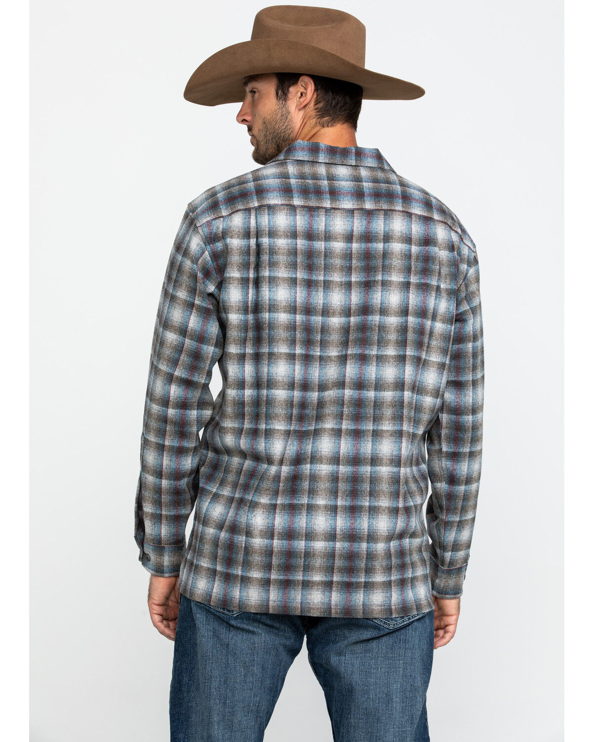 Image #2 - Pendleton Men's Gray Board Oxford Plaid Long Sleeve Western Shirt, Grey, hi-res