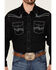 Image #3 - Rock 47 By Wrangler Men's Solid Embroidered Long Sleeve Snap Western Shirt, Black, hi-res
