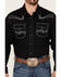 Image #3 - Rock 47 By Wrangler Men's Solid Embroidered Long Sleeve Snap Western Shirt , Black, hi-res