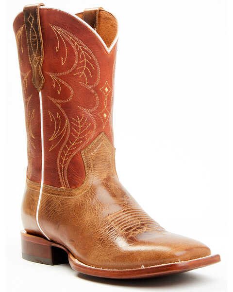 Cody James Men's Upper Two-Tone Leather Western Boots - Broad Square Toe , Orange, hi-res