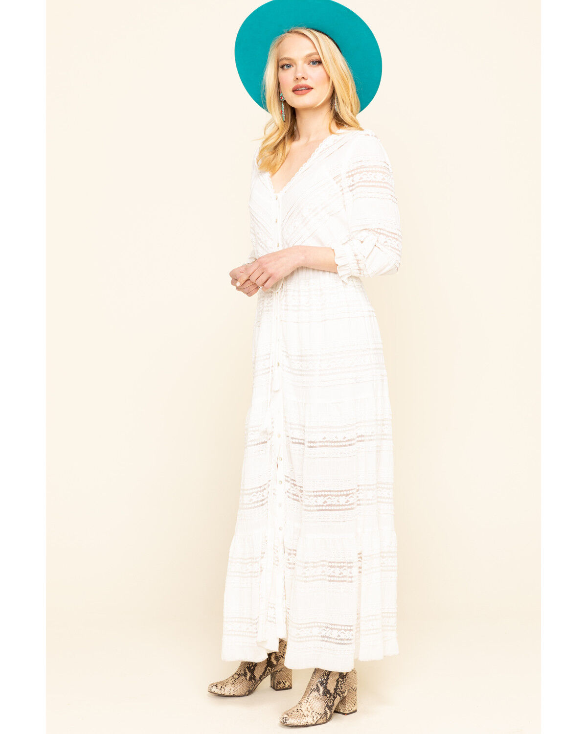 white button maxi dress