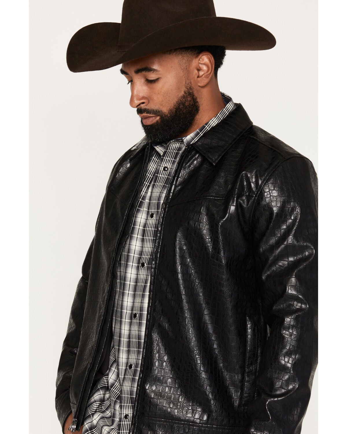 Image #2 - Moonshine Spirit&reg; Men's Cayman Faux Caiman Leather Jacket, Black, hi-res
