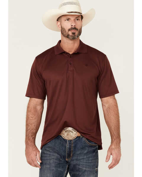 Image #1 - Ariat Men's Solid Tek Short Sleeve Polo Shirt , Maroon, hi-res