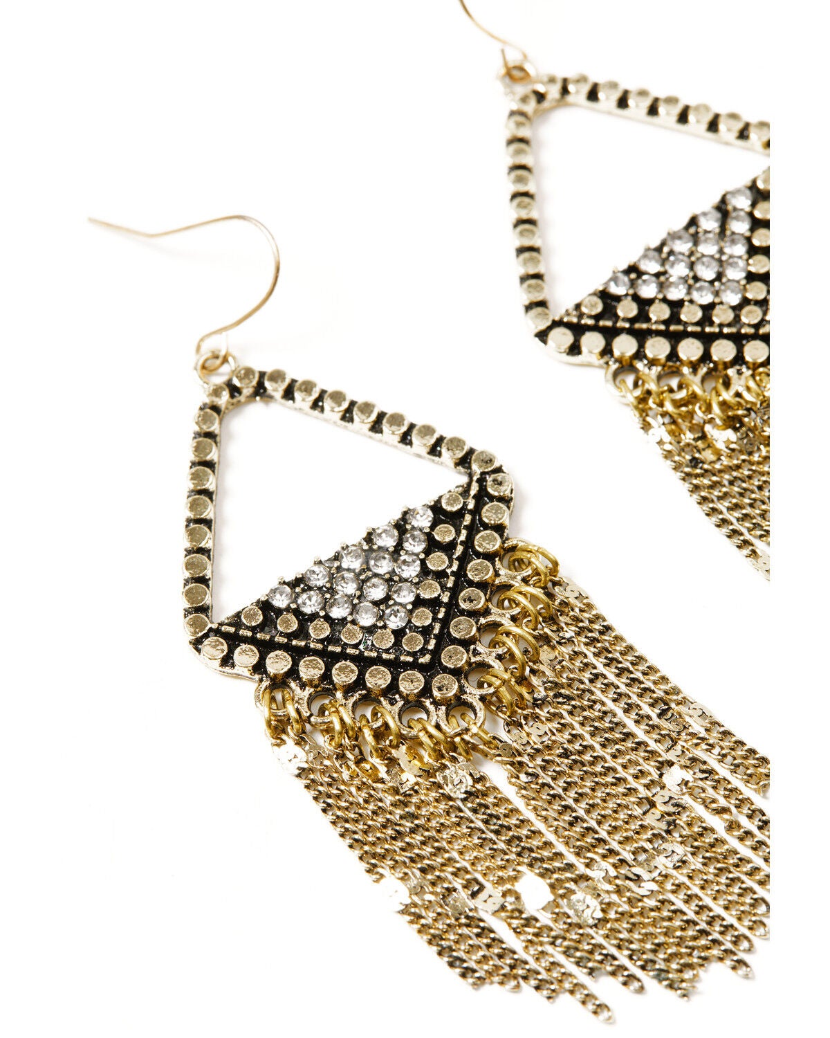 Image #2 - Shyanne Women's Rhinestone Fringe Earrings, Gold, hi-res
