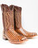 Tanner Mark Men's Caiman Tail Print Western Boots - Broad Square Toe, Cognac, hi-res