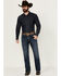 Image #1 - Rock 47 by Wrangler Men's Cowboy Hat Dark Wash Slim Bootcut Stretch Denim Jeans, Dark Medium Wash, hi-res