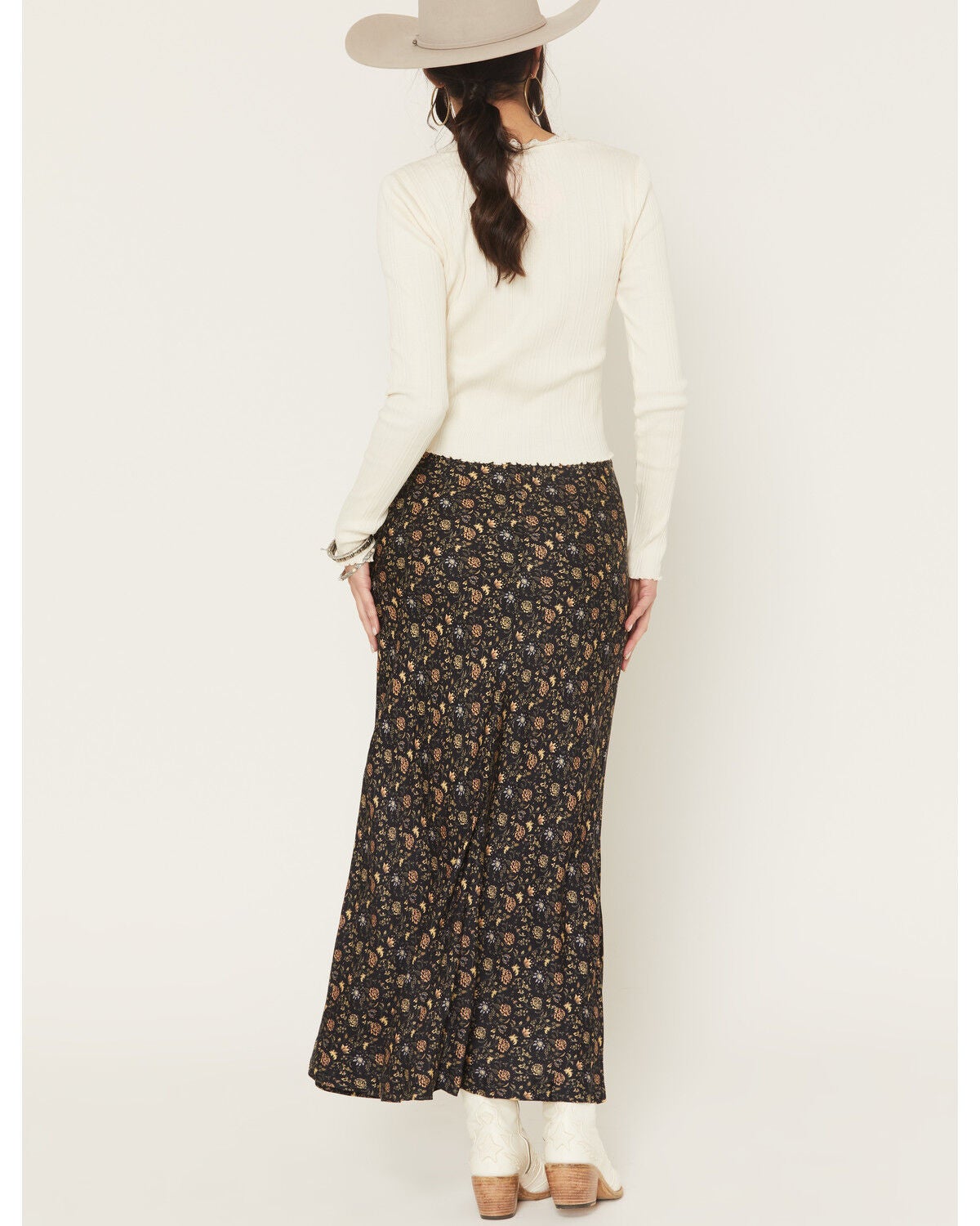 Image #3 - Sendero Provisions Women's Pearla Floral Print Midi Skirt, Black, hi-res